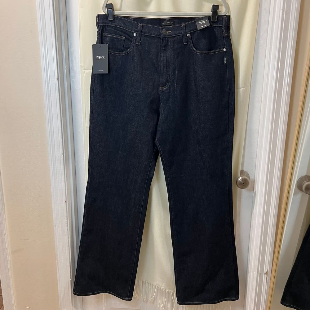 Silver Jeans Women's High Rise Dark Indigo Straight-Leg Jeans